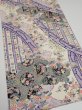 Photo2: 2R03z60  Japanese Kimono Silk  FABRIC Flowers Off-white 42.5x14.4 (2)