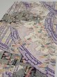 Photo3: 2R03z60  Japanese Kimono Silk  FABRIC Flowers Off-white 42.5x14.4 (3)