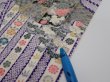 Photo6: 2R03z60  Japanese Kimono Silk  FABRIC Flowers Off-white 42.5x14.4 (6)