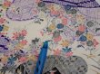 Photo6: 2R06z90  Japanese Kimono Silk  FABRIC Flowers Off-white 70.1x14.4 (6)