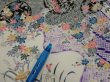 Photo8: 2R06z90  Japanese Kimono Silk  FABRIC Flowers Off-white 70.1x14.4 (8)