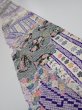 Photo1: 2R09z40  Japanese Kimono Silk  FABRIC Flowers Off-white 61.4x7.1 (1)