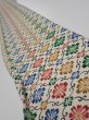 Photo1: 2R08z40  Japanese Kimono Silk  FABRIC Flower Off-white 57.9x7.1 (1)