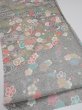 Photo2: 2R01z60  Japanese Kimono Silk  FABRIC Plum branch Light gray 42.5x14.8 (2)