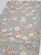 Photo3: 2R01z60  Japanese Kimono Silk  FABRIC Plum branch Light gray 42.5x14.8 (3)