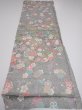 Photo5: 2R01z60  Japanese Kimono Silk  FABRIC Plum branch Light gray 42.5x14.8 (5)