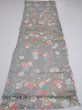 Photo6: 2R02z60  Japanese Kimono Silk  FABRIC Plum branch Light gray 43.3x14.8 (6)