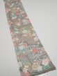 Photo2: 2R07z40  Japanese Kimono Silk  FABRIC Plum branch Light gray 60.2x7.3 (2)