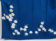 Photo5: 4817T07z970 Vintage Japanese Kimono Silk TSUKESAGE Flower Oriental blue (5)