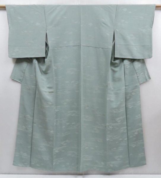 Photo1: 4817T09z850 Vintage Japanese Kimono Silk IROMUJI  Celadon (1)