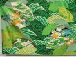 Photo3: 4817T10z1220 Vintage Japanese Kimono Silk FURISODE Chrysanthemum Green (3)