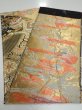 Photo6: 1D01z180  Japanese Kimono Silk Obi FABRIC material Tsuru Gold 48.4x12.0 (6)