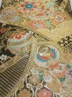 Photo1: 1D02z190  Japanese Kimono Silk Obi FABRIC material Tsuru Gold 52.0x12.0 (1)