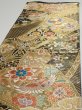 Photo3: 1D02z190  Japanese Kimono Silk Obi FABRIC material Tsuru Gold 52.0x12.0 (3)