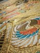 Photo4: 1D02z190  Japanese Kimono Silk Obi FABRIC material Tsuru Gold 52.0x12.0 (4)