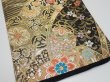 Photo2: 1D03z  Japanese Kimono Silk Obi FABRIC material Tsuru Gold (2)