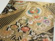 Photo3: 1D03z  Japanese Kimono Silk Obi FABRIC material Tsuru Gold (3)