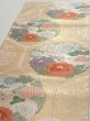 Photo3: 1D01z260 Vintage Japanese Kimono Silk Obi FABRIC material Peony Gold 52.8x12.2 (3)