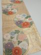 Photo2: 1D02z240 Vintage Japanese Kimono Silk Obi FABRIC material Peony Gold 50.0x12.4 (2)