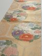 Photo3: 1D02z240 Vintage Japanese Kimono Silk Obi FABRIC material Peony Gold 50.0x12.4 (3)