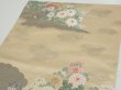 Photo3: 1D03z70  Japanese Kimono Silk Obi FABRIC material Flowers Cream-Gold 19.7x12.4 (3)