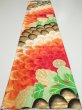 Photo5: 1D01z320 Vintage Japanese Kimono Silk Obi FABRIC material Big mums  53.5x11.8 (5)