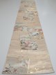 Photo5: 1D01z230  Japanese Kimono Silk Obi FABRIC material Birds Beige-Gold 60.6x12.2 (5)