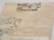 Photo3: 1D03z70  Japanese Kimono Silk Obi FABRIC material Birds Beige-Gold 15.7x12.2 (3)