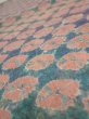 Photo4: 1Z01z50  Japanese Kimono Silk  FABRIC Shibori Dull cyan 41.7x15.0 (4)