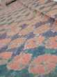 Photo4: 1Z09z50  Japanese Kimono Silk  FABRIC Shibori Dull cyan 80.3x7.5 (4)