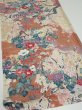 Photo2: 1Z01z60  Japanese Kimono Silk  FABRIC Flowers Sand beige 40.2x14.8 (2)