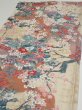 Photo3: 1Z01z60  Japanese Kimono Silk  FABRIC Flowers Sand beige 40.2x14.8 (3)