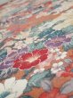 Photo4: 1Z01z60  Japanese Kimono Silk  FABRIC Flowers Sand beige 40.2x14.8 (4)