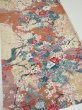 Photo2: 1Z02z60  Japanese Kimono Silk  FABRIC Flowers Sand beige 40.2x14.8 (2)