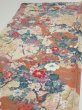 Photo3: 1Z02z60  Japanese Kimono Silk  FABRIC Flowers Sand beige 40.2x14.8 (3)