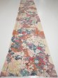 Photo5: 1Z03z90  Japanese Kimono Silk  FABRIC Flowers Sand beige 68.5x14.8 (5)