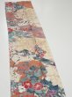 Photo3: 1Z09z30  Japanese Kimono Silk  FABRIC Flowers Sand beige 40.2x7.3 (3)