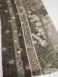 Photo2: 1Z02z50  Japanese Kimono Silk  FABRIC Flowers Black 40.2x14.6 (2)