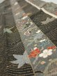 Photo4: 1Z10z30  Japanese Kimono Silk  FABRIC Flowers Black 36.2x6.9 (4)