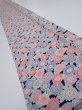 Photo1: 1Z07z50  Japanese Kimono Silk  FABRIC Chrysanthemum Navy 62.2x7.7 (1)