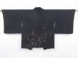 Photo1: 4819T09z550 Vintage Japanese Kimono Silk HAORI Plum blossom Black (1)