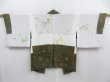 Photo6: 4819T04z570 Vintage Japanese Kimono Silk HAORI Flowers Grass green (6)