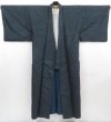 Photo6: 4824T03z860 Vintage Japanese Kimono Silk Men's   Navy-Gray (6)