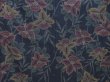 Photo5: 4824T05z800 Vintage Japanese Kimono Silk TSUMUGI Flower Dark navy (5)