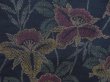 Photo6: 4824T05z800 Vintage Japanese Kimono Silk TSUMUGI Flower Dark navy (6)