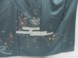 Photo7: 4824T06z920  Japanese Kimono Silk TSUKESAGE Flowers Green-Gray (7)