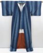 Photo8: 4824T08z790 Vintage Japanese Kimono Silk TSUMUGI  Navy (8)