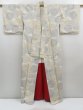 Photo8: 4824T10z760 Vintage Japanese Kimono Silk TSUMUGI Chrysanthemum Off-white (8)