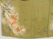 Photo5: 4915T11z580 Antique Japanese Kimono Silk IROTOMESODE Flower Olive (5)