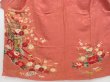 Photo5: 4915T13z580 Antique Japanese Kimono Silk IROTOMESODE Flowers Dark coral (5)